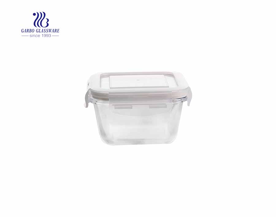 Boîte à lunch carrée chauffante en verre pyrex de 330 ml