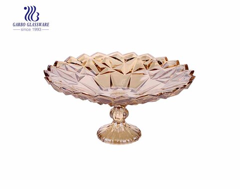 14.06'' Big Size Ion Electroplated Elegant Glass Plate for Home Decoration