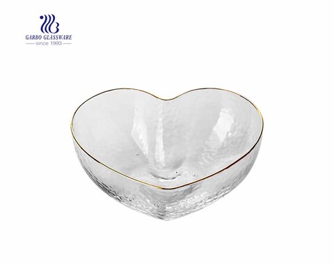 Clear White Heat shaped Glass Salad Bowl for gift order 