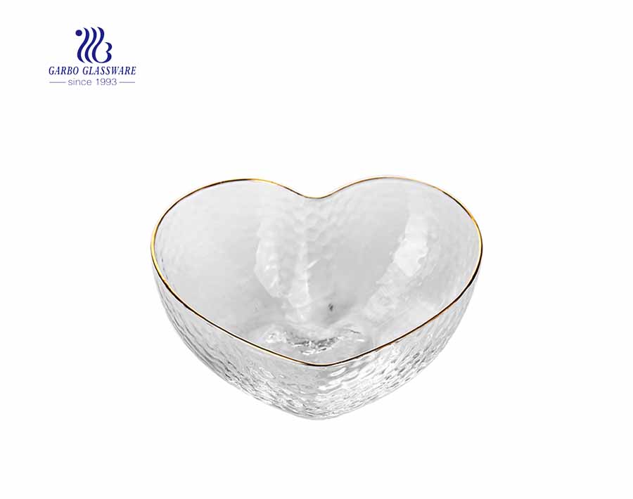 Clear White Heat shaped Glass Salad Bowl for gift order 