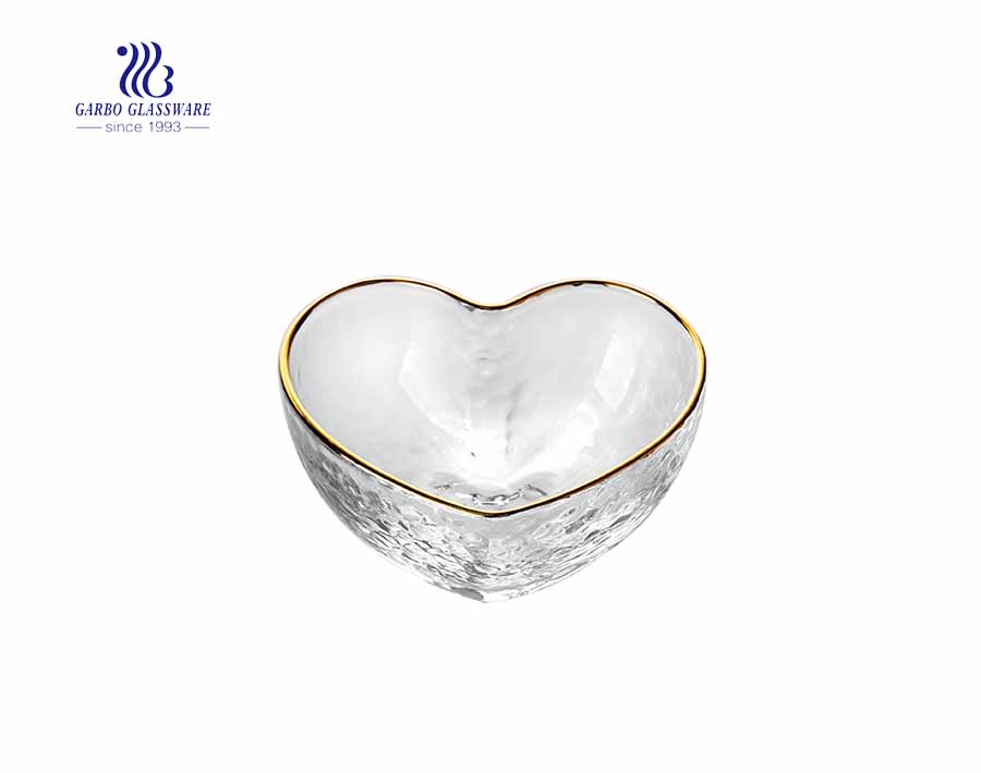 Clear White Heat shaped Glass Salad Bowl for gift order 