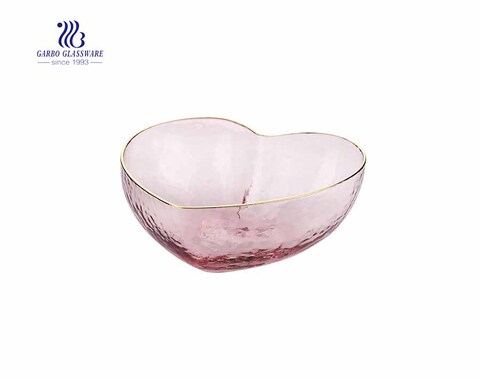 Handmade Pink Heat Shape Fancy Glass Fruit Bowl 