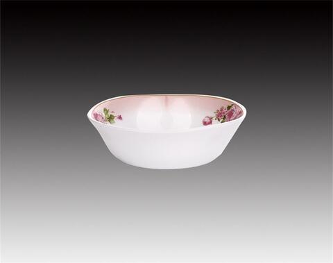 Round shape full decal popular spining white opal glass bowl