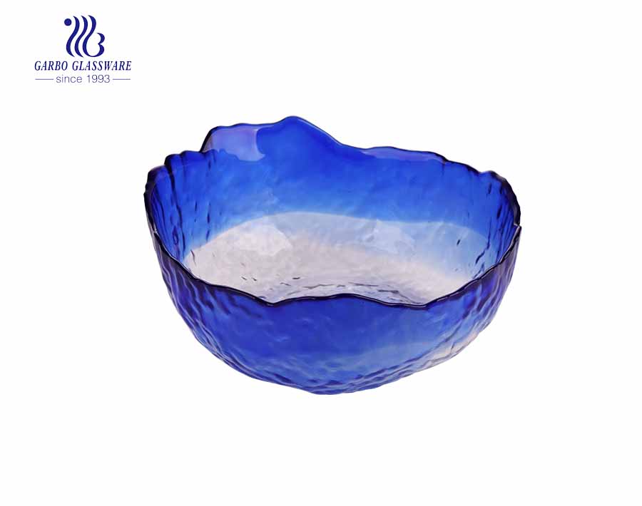Promotional mail order blue color glass fruit  bowls