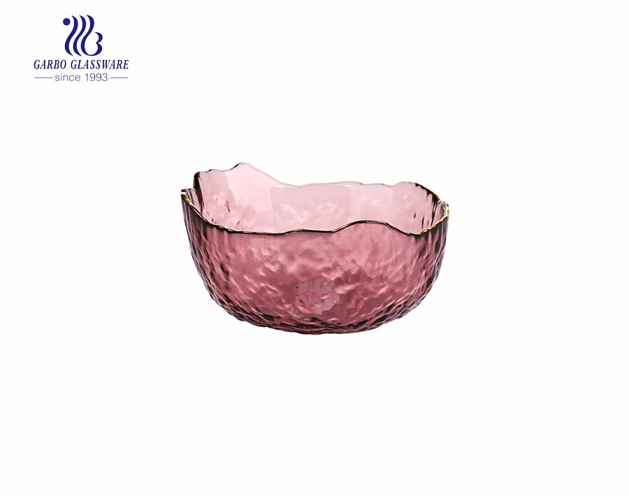 Exquisite 8inch purple red colored glass salad bowls