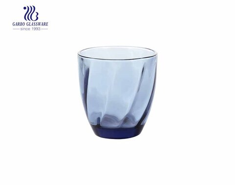 Оптовая 220 мл синего цвета стеклянные чашки для сока