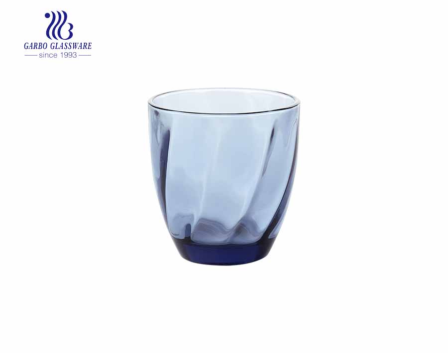 Wholesale 220ml blue colored glass cups for juice