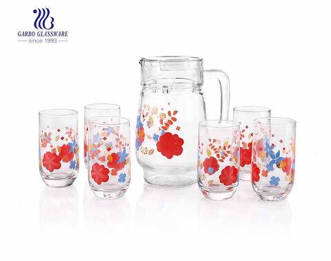 7pcs Decal Glassware Set Drinking Set Glass Pitcher With Tumblers
