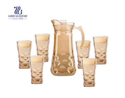 7pcs Plating Glass Drinking Set Pichet en verre d'eau et gobelets