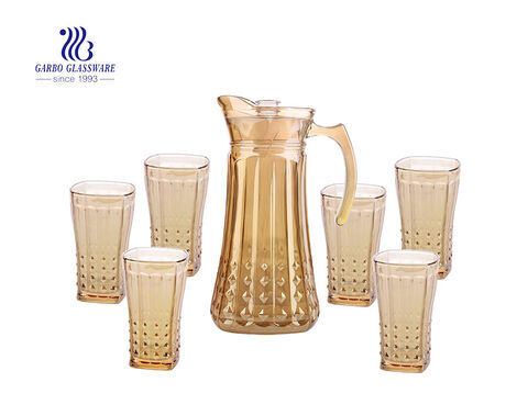 7pcs Plating Glass Drinking Set Pichet en verre d'eau et gobelets