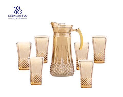 7pcs Plating Glass Drinking Set Pichet en verre d'eau et gobelets