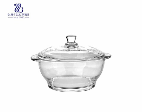 Casserole en verre en pyrex clair en gros de 1500 ml pour micro-ondes à l'aide