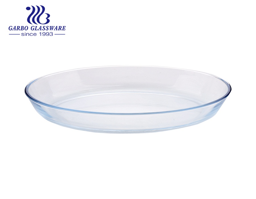 Molde de vidrio de pyrex de forma ovalada de borosilicato de 3200 ml