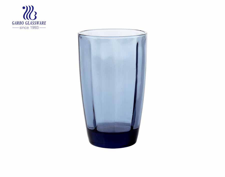 300 ml tasses d'eau en verre de couleur bleu solide