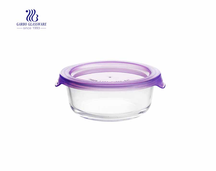 840cc Unique leakproof airtight pyrex round glass lunch box