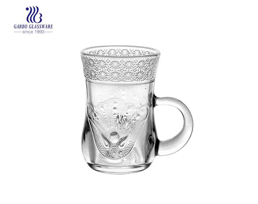 glass mug in glass with thick bottom for tea drinking