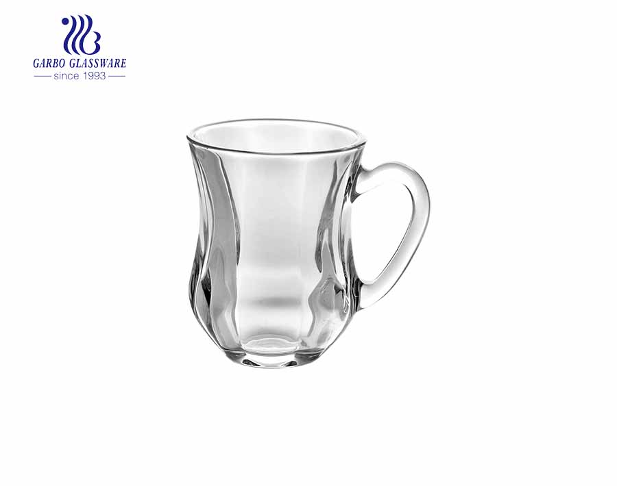 glass mug in glass with thick bottom for tea drinking