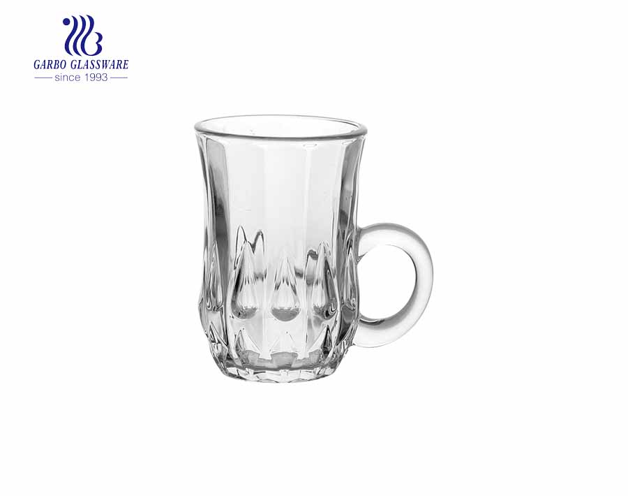 round special glass tea drinking mug with small bottom 