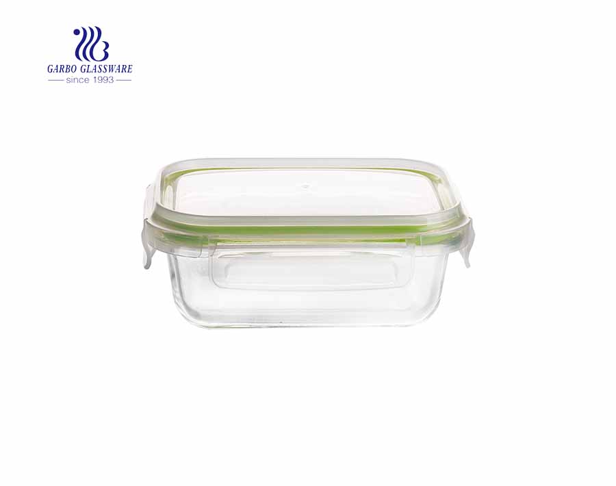 840ml Cheap unique pyrex glass lunch box with flatware