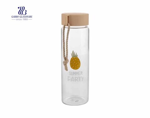 Garbo nuevo diseño borosilicato deportes 0.5L botella de agua de vidrio