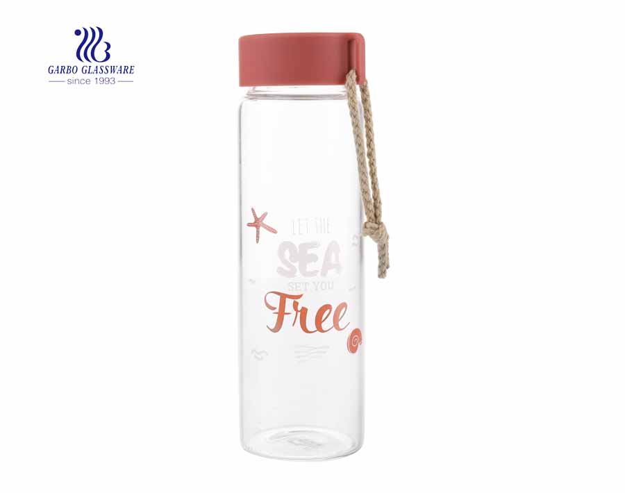 Garbo new design borosilicate sports 0.5L glass water bottle