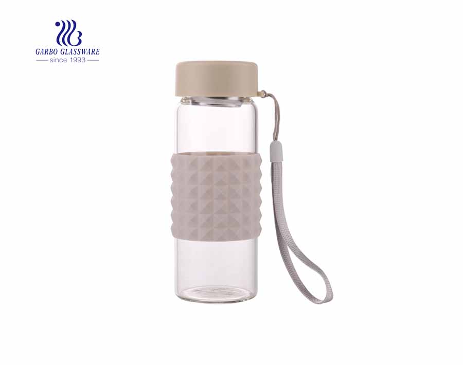 Garbo new design borosilicate sports 0.5L glass water bottle