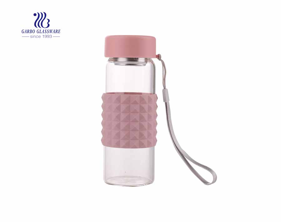Garbo new design borosilicate sports 0.5L glass water bottle