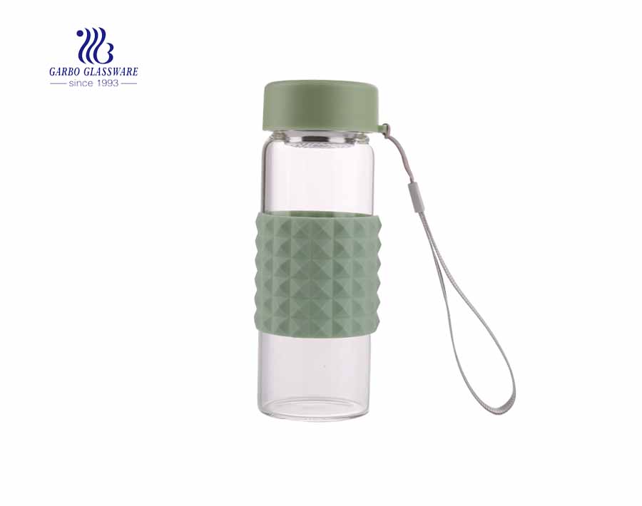 Garbo new design borosilicate sports 0.5L glass water bottle