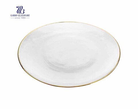 Household Use Golden Rim 10 Inches Glass Fruit Plate 