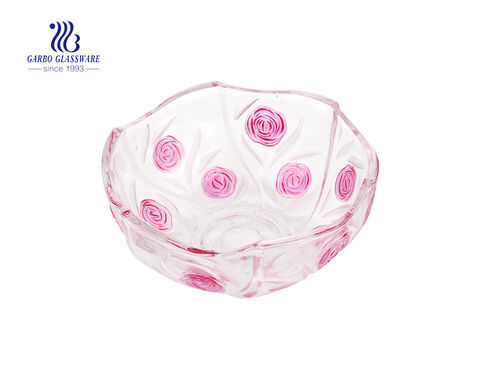 7PCS Glass Bowl Set with Colored Flower Design