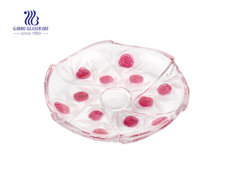 7PCS Glass Bowl Set with Colored Flower Design