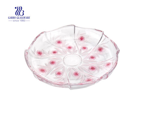 7PCS Glass Bowl Set with Colored Flower Design