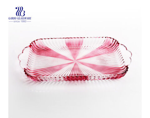 7PCS Glass Bowl Set with Colored Flower Design