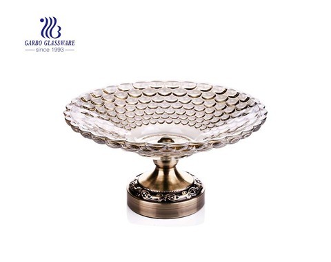 11.57'' Big Size Ion Electroplated Elegant Glass Plate for Decoration