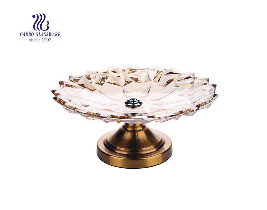 11.57'' Big Size Ion Electroplated Elegant Glass Plate for Decoration