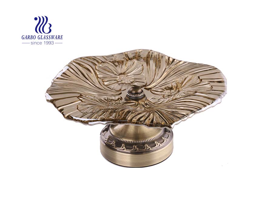 11.57'' Big Size Ion Electroplated Elegant Glass Plate for Decoration