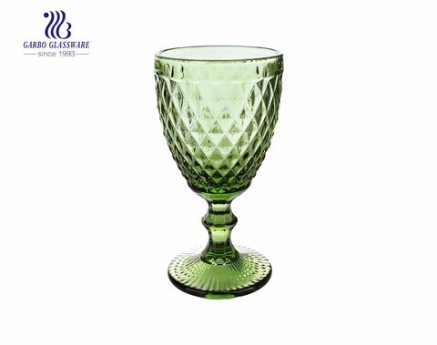 300 ml de verres à pied en verre de couleur unie verte pour boisson