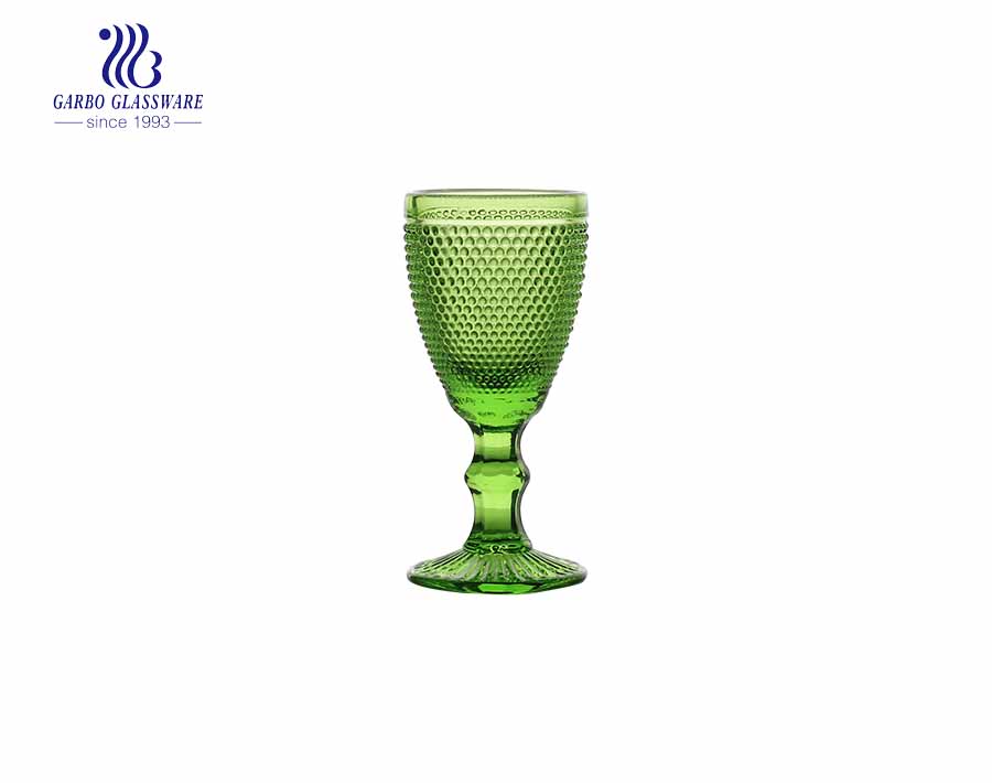 300 ml de verres à pied en verre de couleur unie verte pour boisson