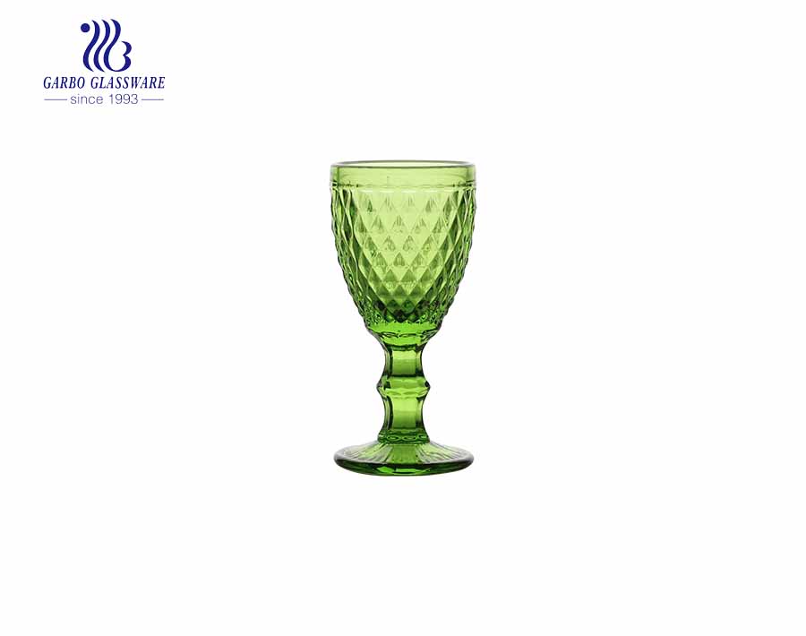 300 ml de verres à pied en verre de couleur unie verte pour boisson