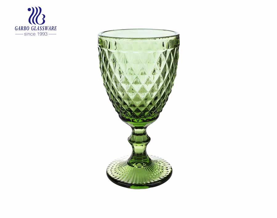 300ml green solid color glass stemware for beverage