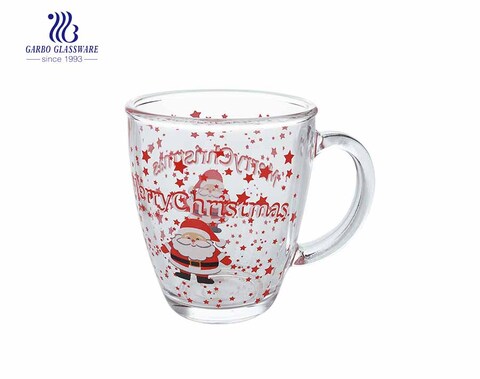 Caneca de cerveja de vidro promocional de impressão de natal 14oz