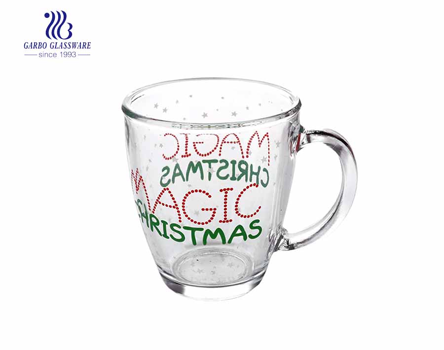 Taza de cerveza de cristal promocional de la impresión de la Navidad 14oz