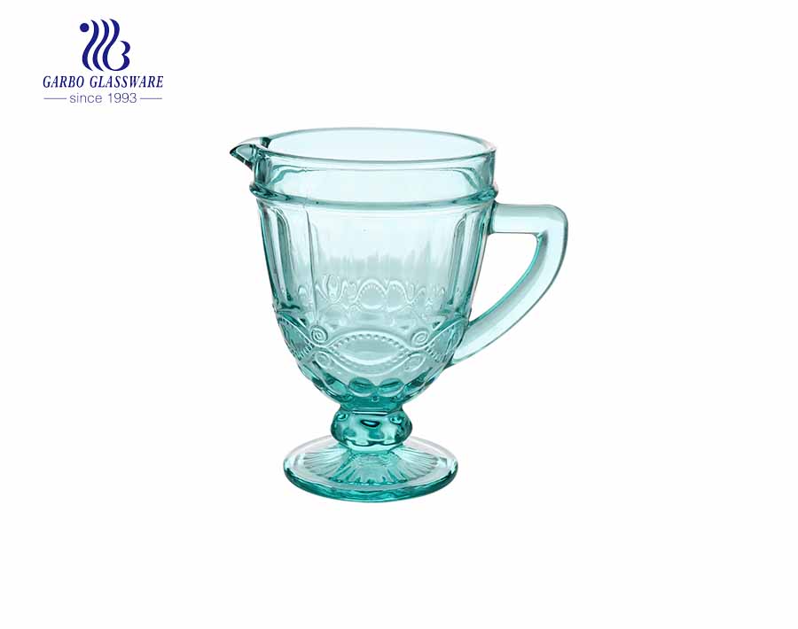 Pichets en verre de couleur bleu horizon 1.3 L avec motif à rayures