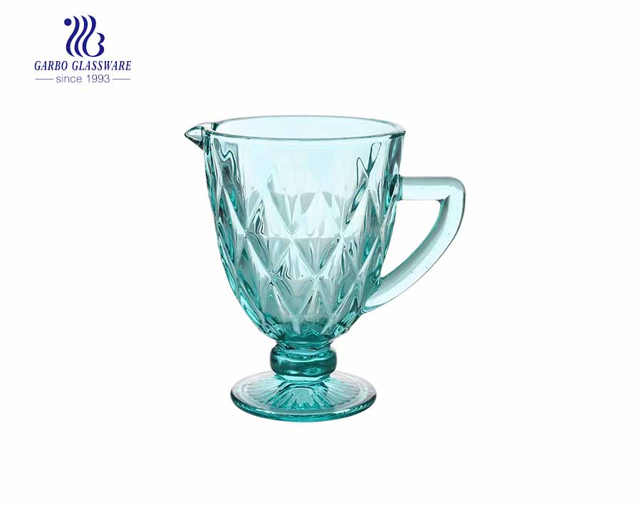 1.3L Horizon Blue color glass pitchers with stripe design