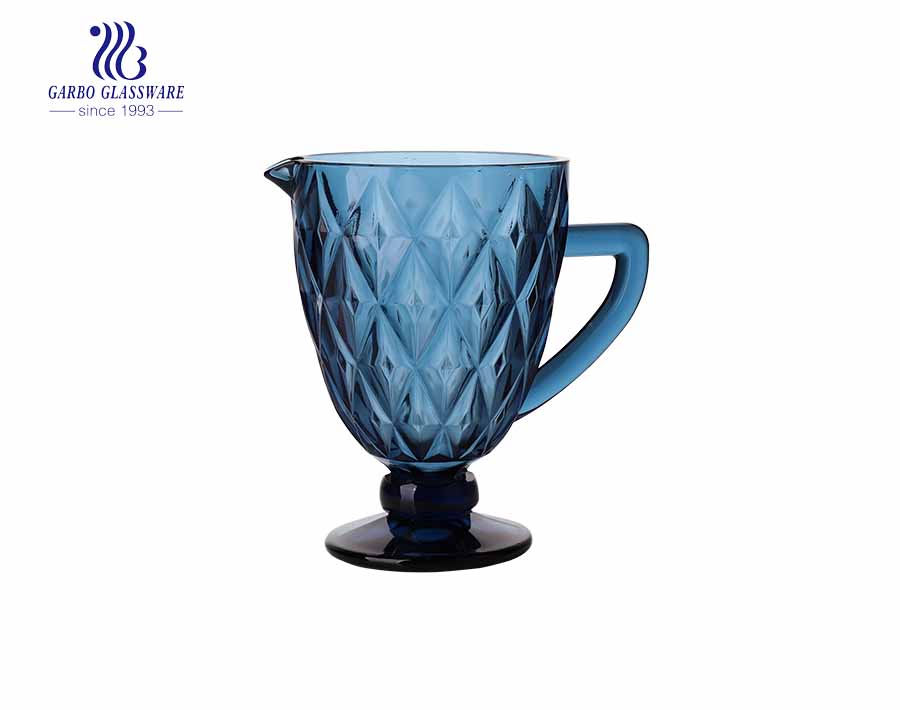 1.3L Horizon Blue color glass pitchers with stripe design