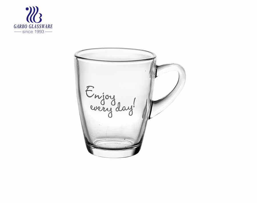 special engraved glass tea mug with glass cover 