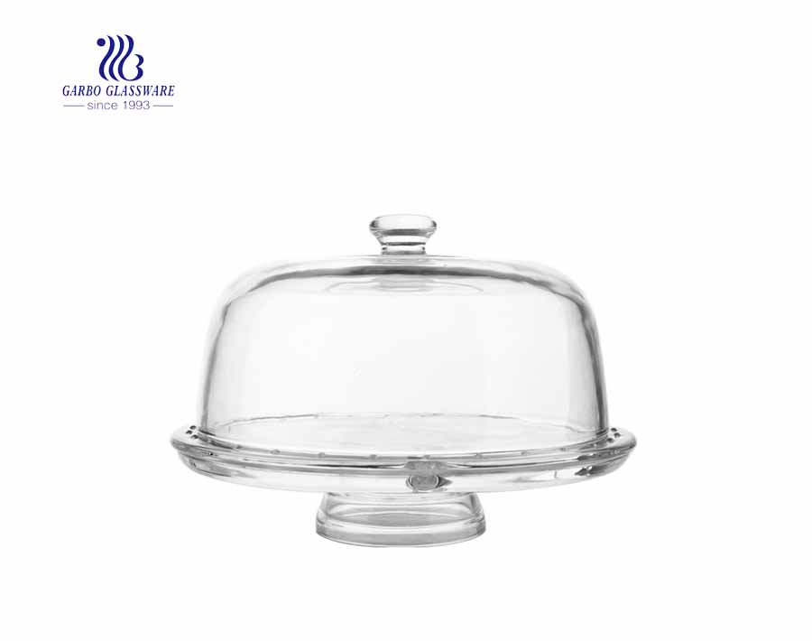 3.8inch diamond design engraved glass candy pot with standing