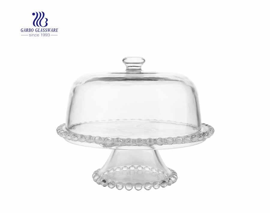 3.8inch diamond design engraved glass candy pot with standing
