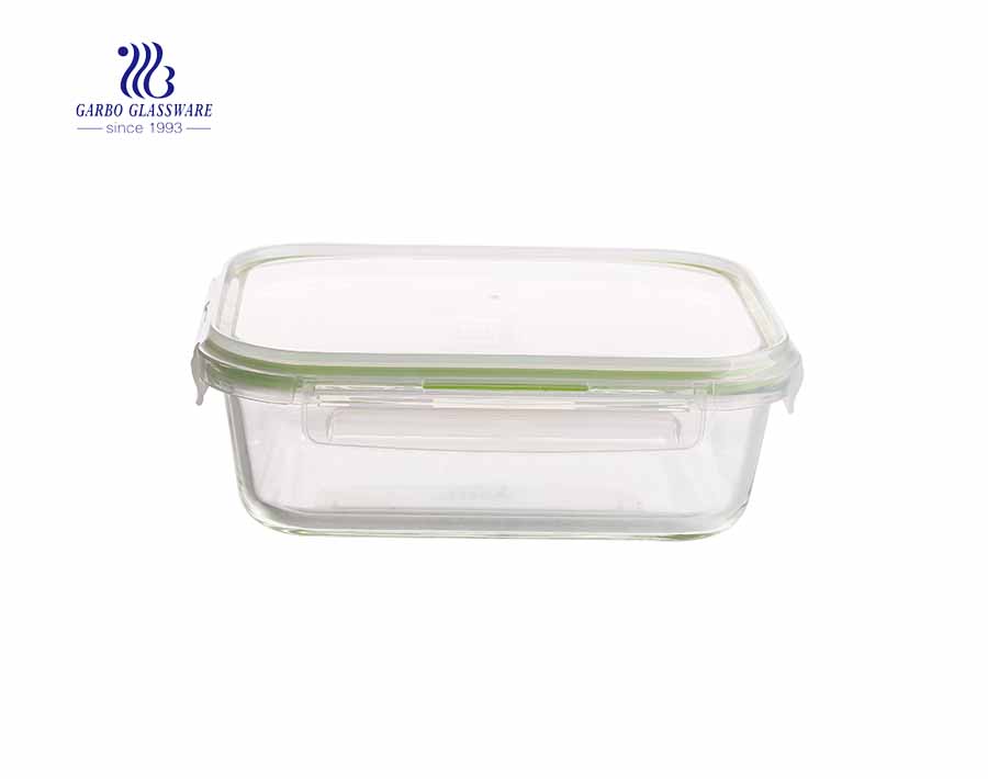 800cc Rectangle borosilicate glass food container with PP lid