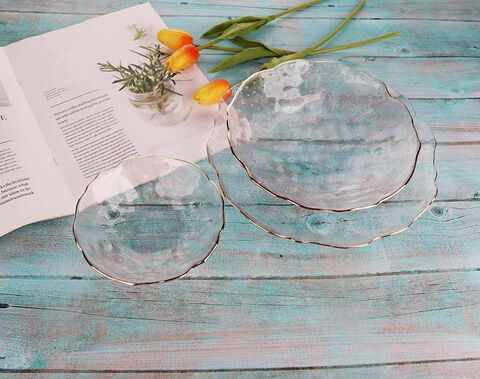 صنع في الصين الاستخدام اليومي Glod Rim Glass Fruit Bowl Set لسوق أوروبا